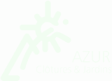 Logo Azur Clôtures & Jardins, avec un design stylisé vert évoquant montagnes, clôtures et soleil. Spécialiste aménagement extérieur.