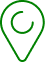 Symbole de copyright vert dans un marqueur de carte de localisation stylisé sur fond noir.